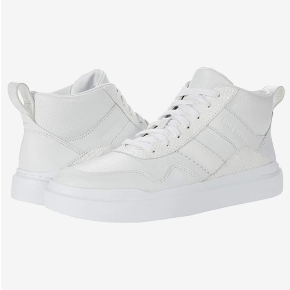 COLE HAAN GrandPro Rally Mid-Cut High Top Sneaker EUC 8.5 Optic White